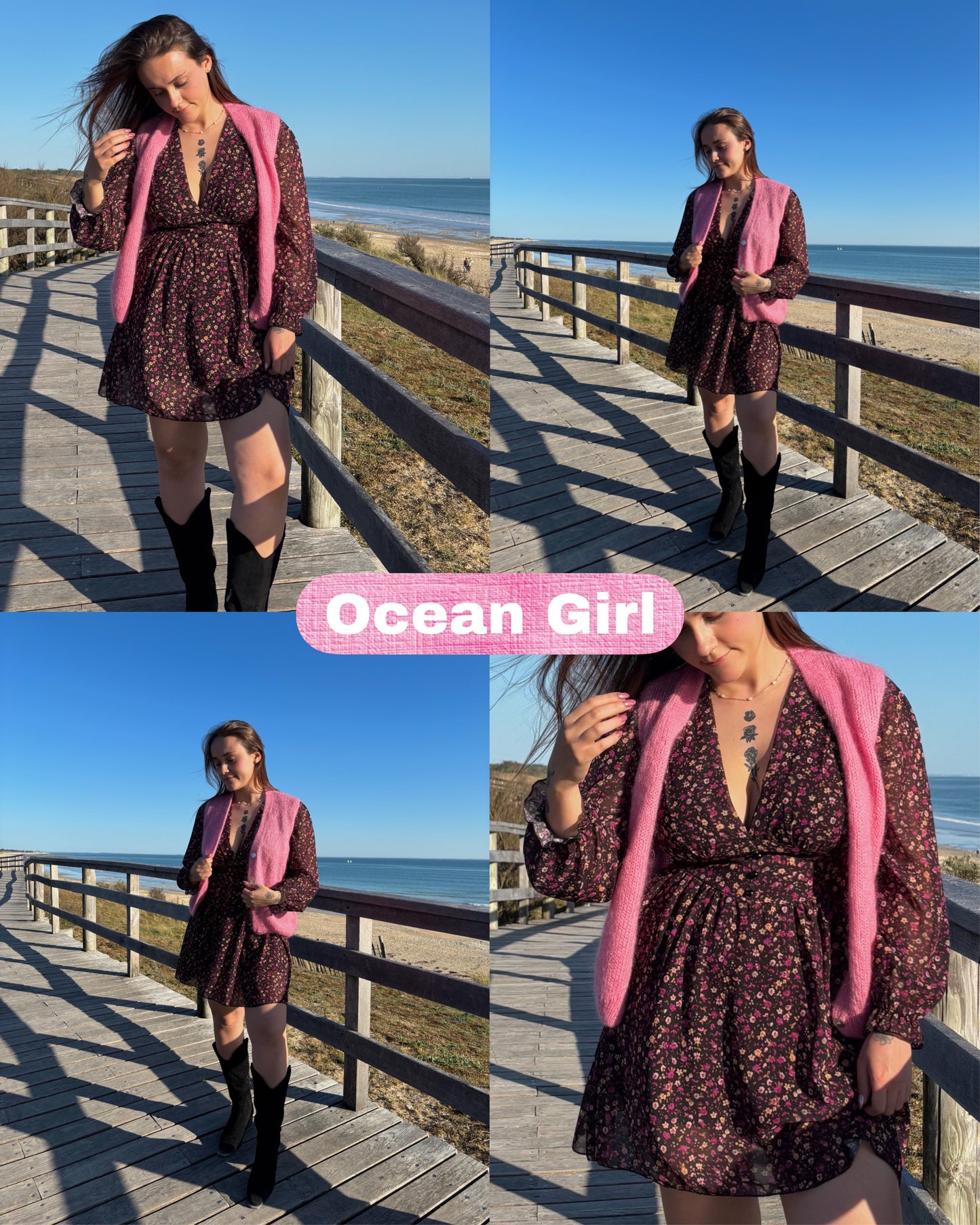 Le gilet sans manche en mohair rose