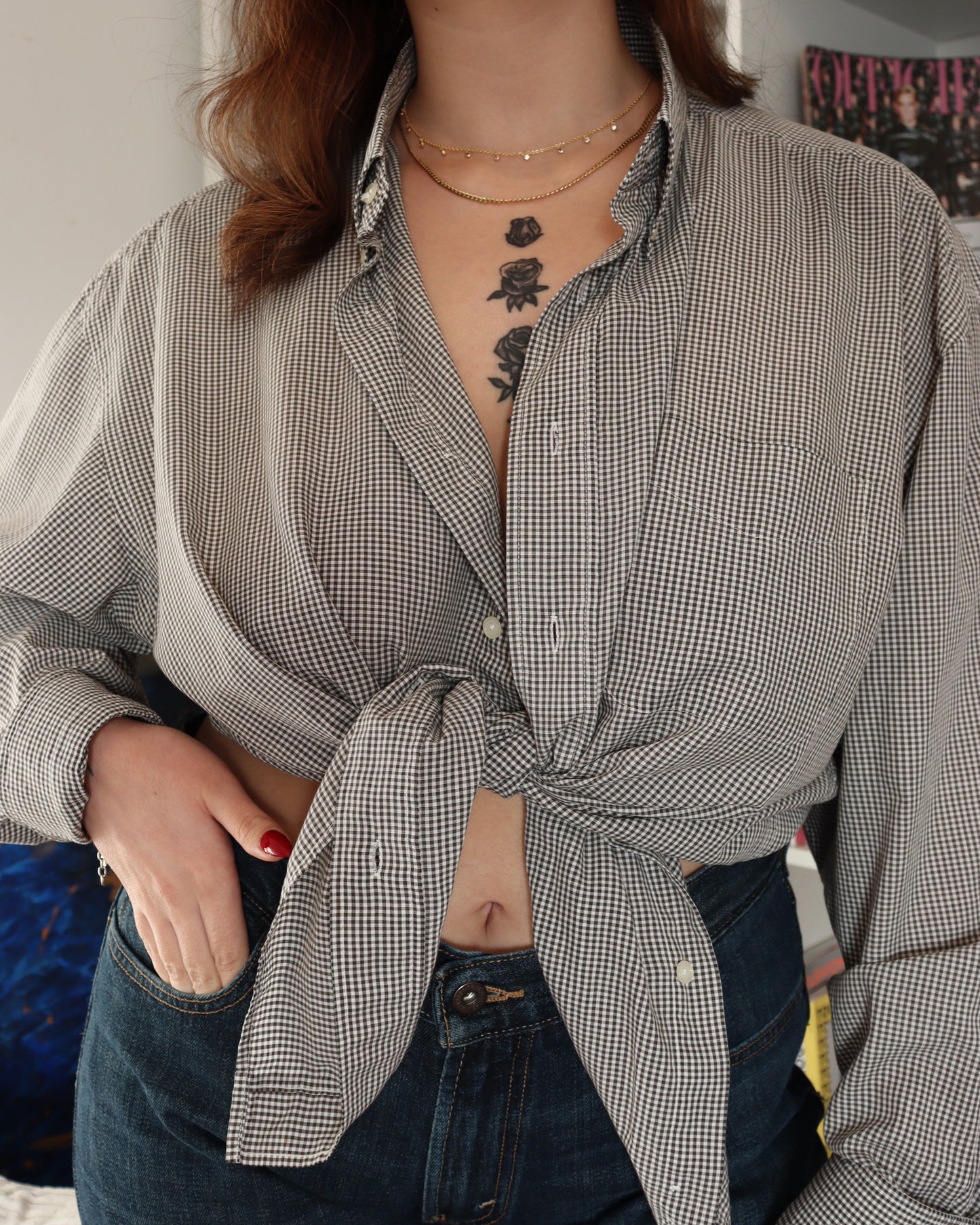 La chemise à carreaux Vintage grise