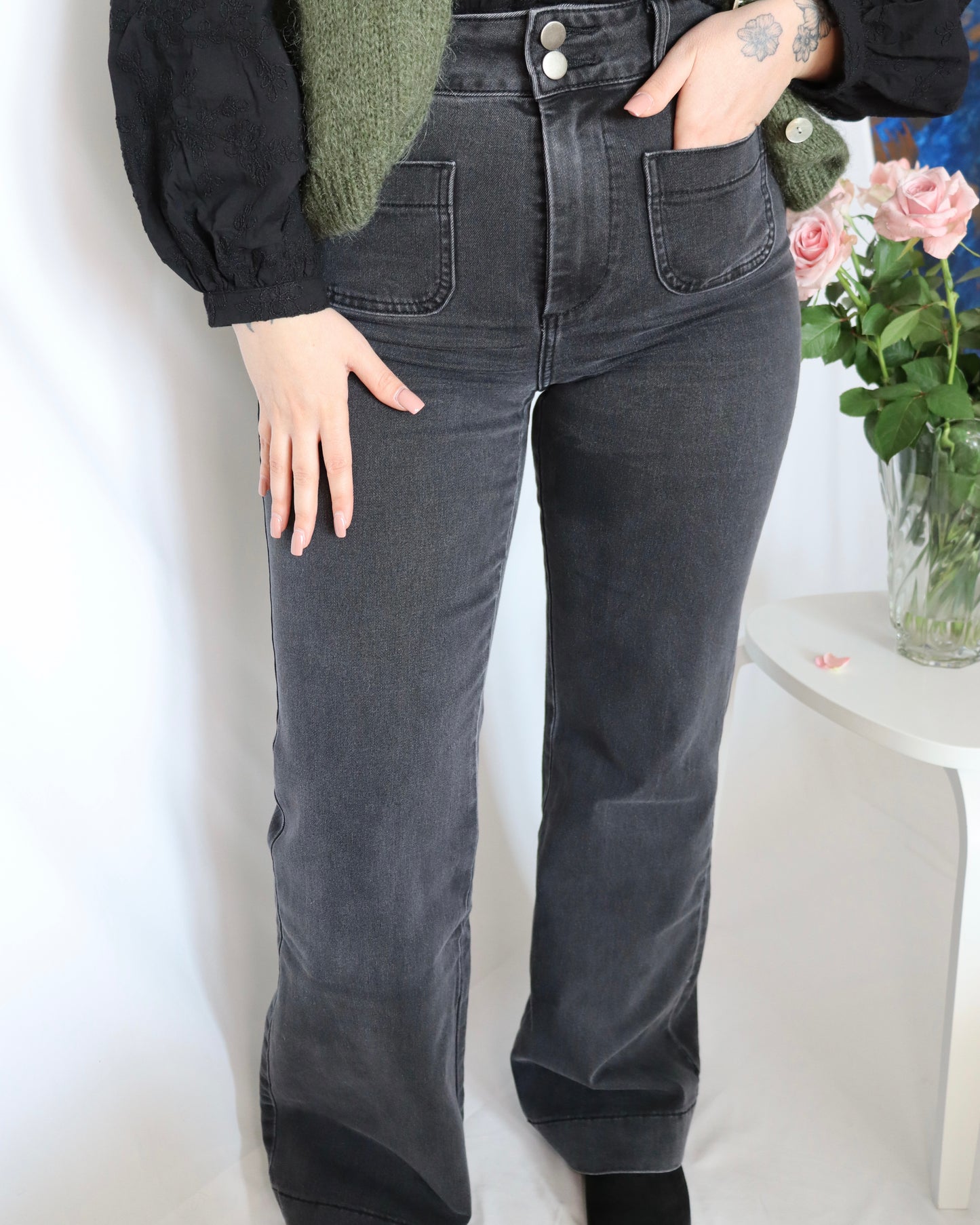 Le jeans taille haute évasé