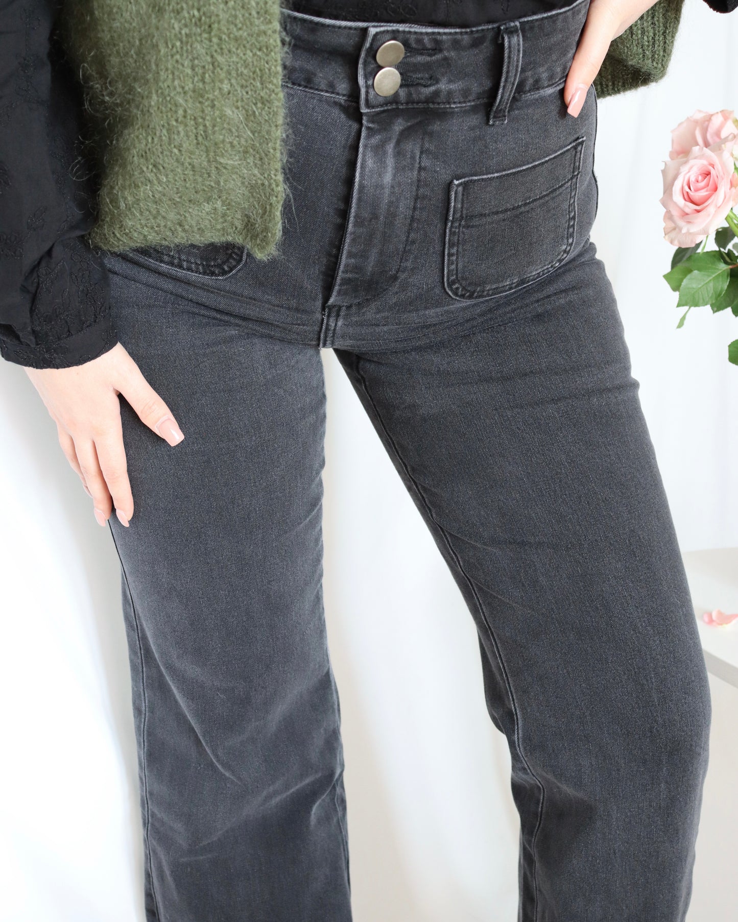 Le jeans taille haute évasé