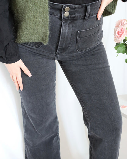 Le jeans taille haute évasé
